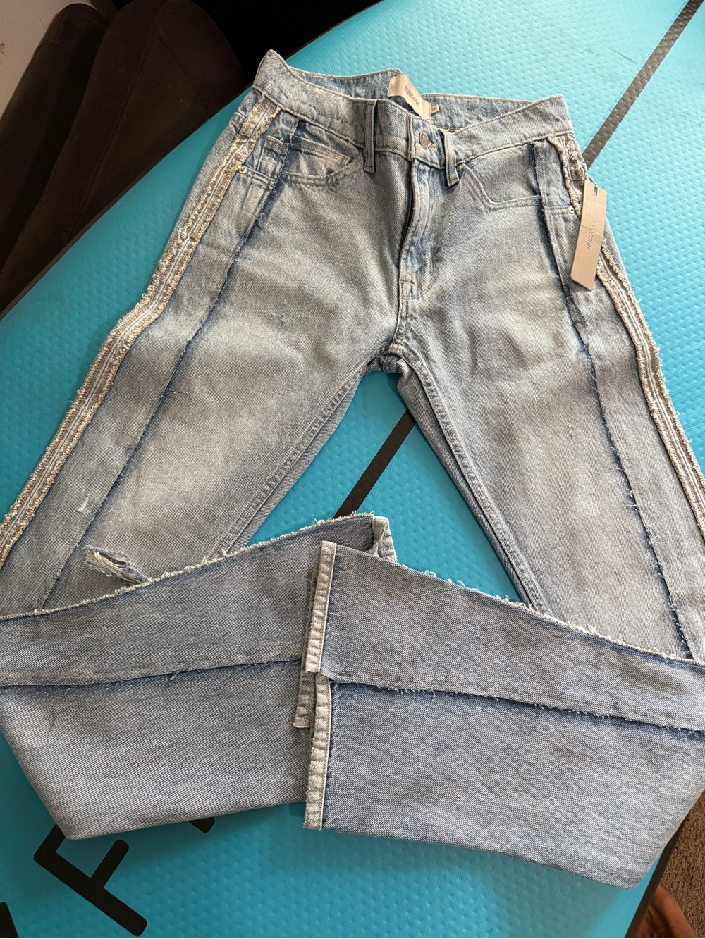 Hudson Jeans Light Blue Flare Men's Jeans with Raw-Edge Side Seams